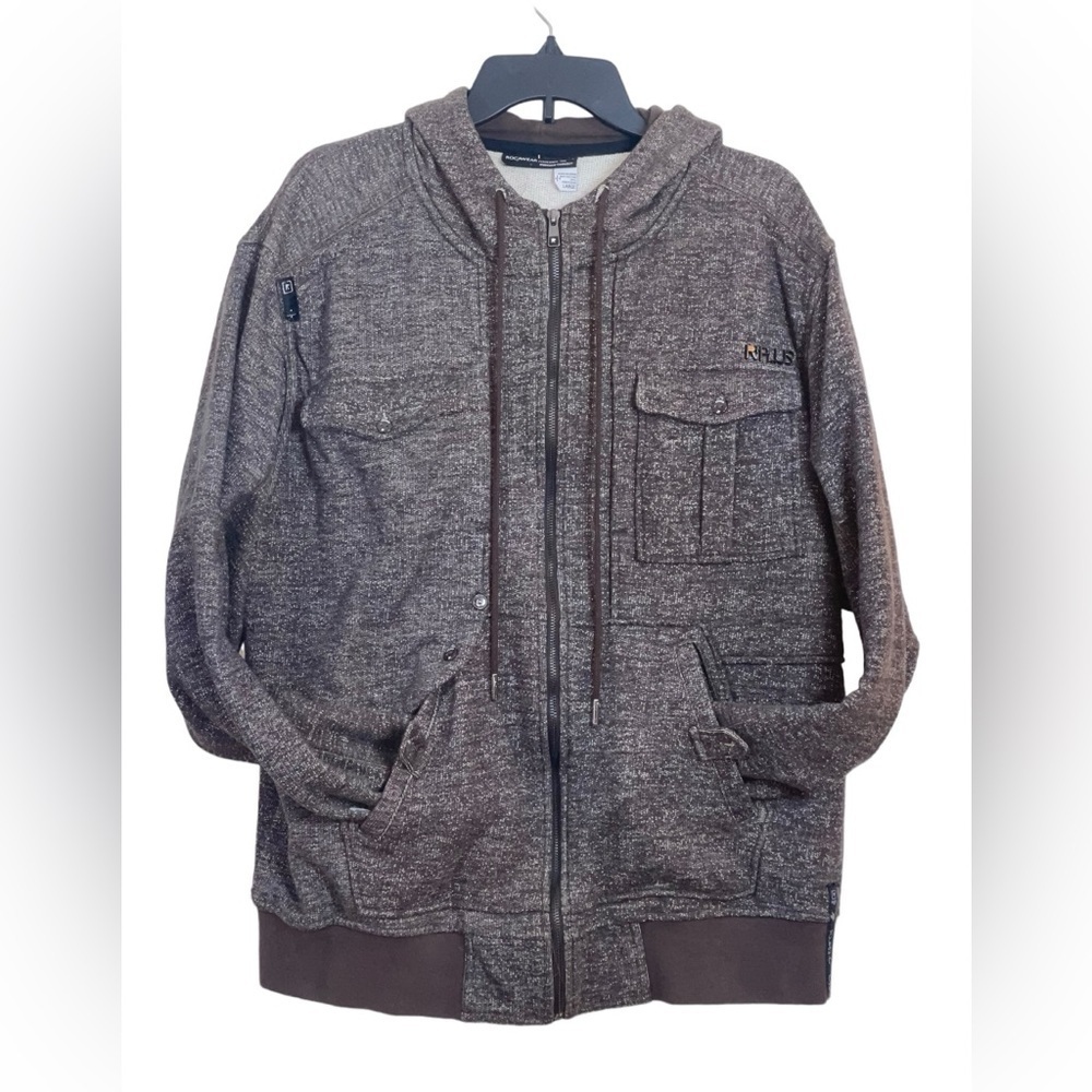 ROCAWEAR 10-683-0 MENS BROWN MULTI POCKET HOODIE SIZE LARGE GUC